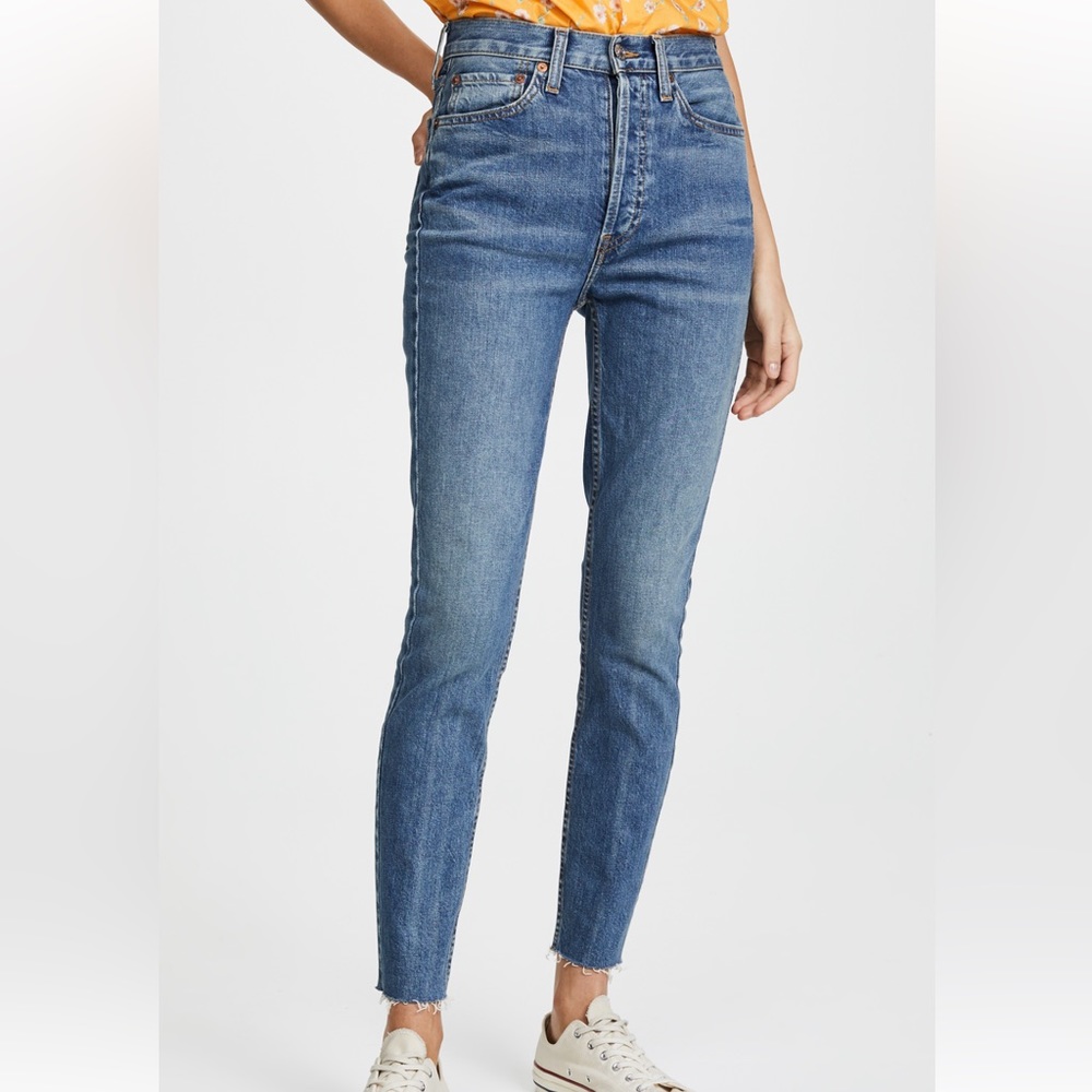 Re/done high rise ankle crop jeans medium vain 29